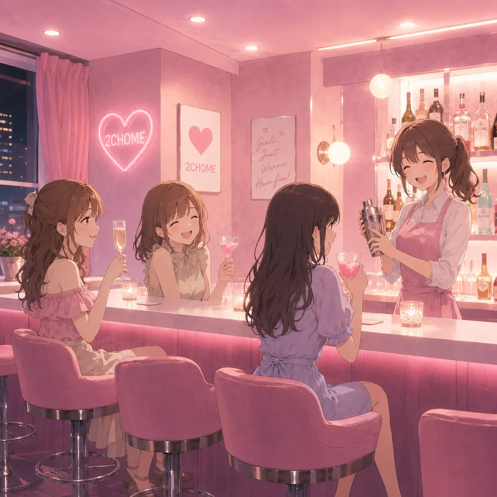女の子クラブの店内のイラスト
